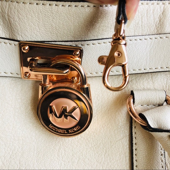 Michael Kors Large Hamilton Cream Leather RoseGold - Picture 10 of 14